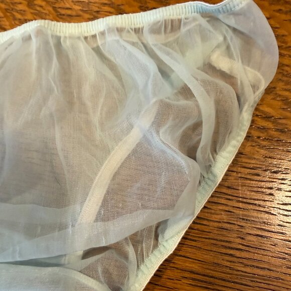 Vintage Vassarette  1970s Sheer Lingerie Set Turquoise Bra 34C Panty Small Nylon - Picture 8 of 11